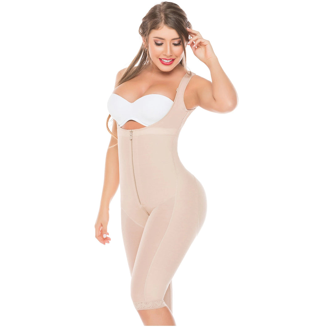 Fajas Salome 0518 *PRE ORDEN *| Stage 1 Post Surgery Bodysuit | Knee Length Full Body Shaper For Women | Powernet